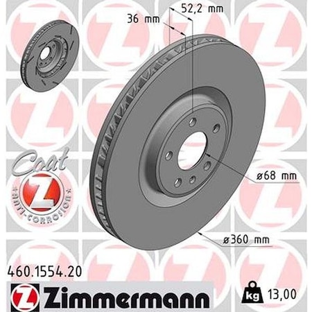 Zimmermann BR DISC FRONT LT - STANDARD/COATED 360MM 460.1554.20